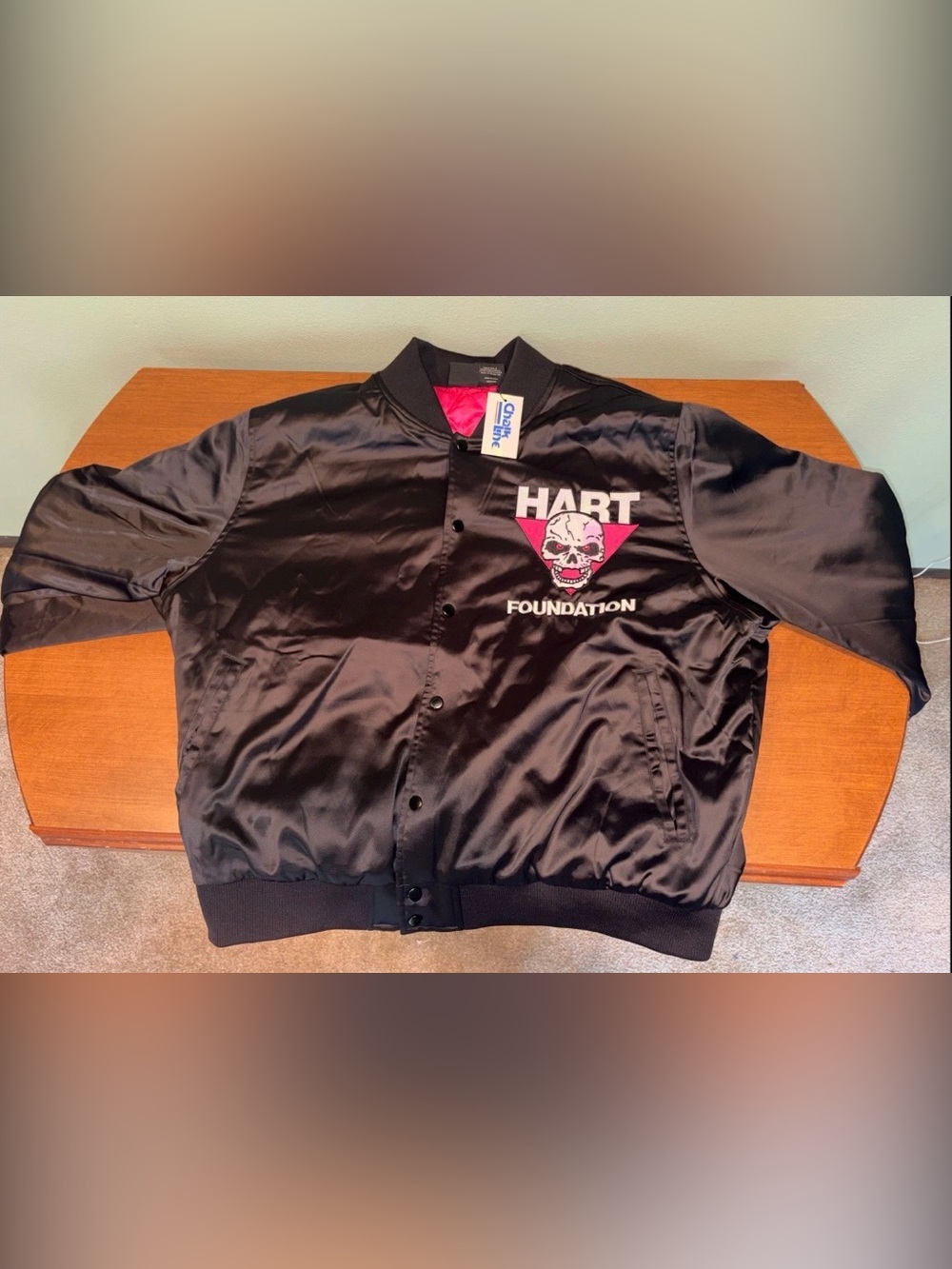 Chalk Line WWE Bret Hitman Hart The Hart Foundation Retro Satin Jacket